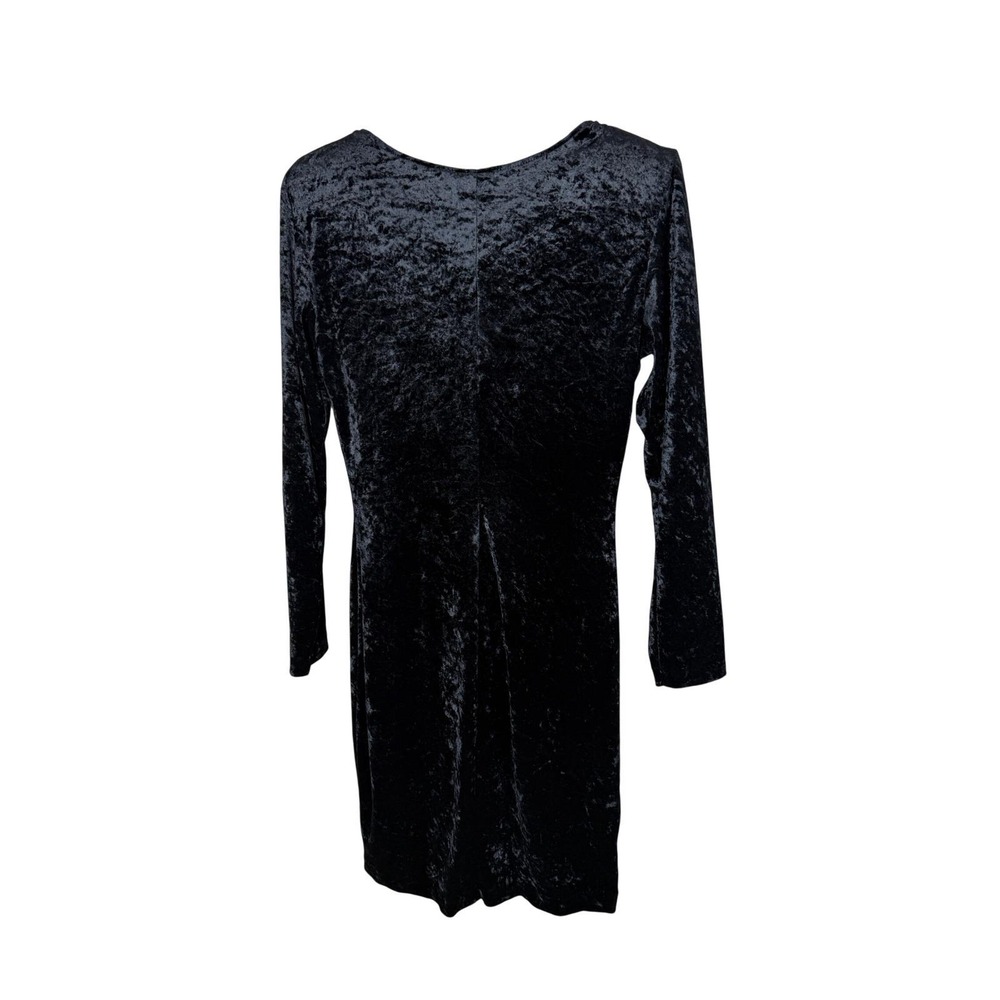 All That Jazz Vintage 90s Black Crushed Velvet Mini Dress Lace Sequin M - Picture 5 of 5